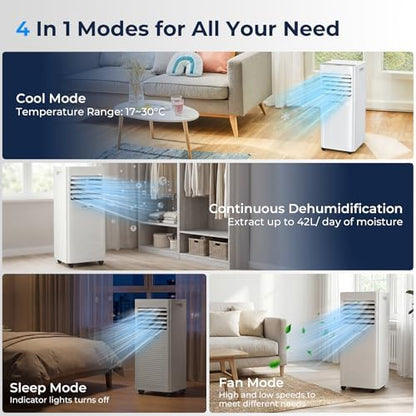9000 BTU Portable Air Conditioner with Dehumidifier and Fan