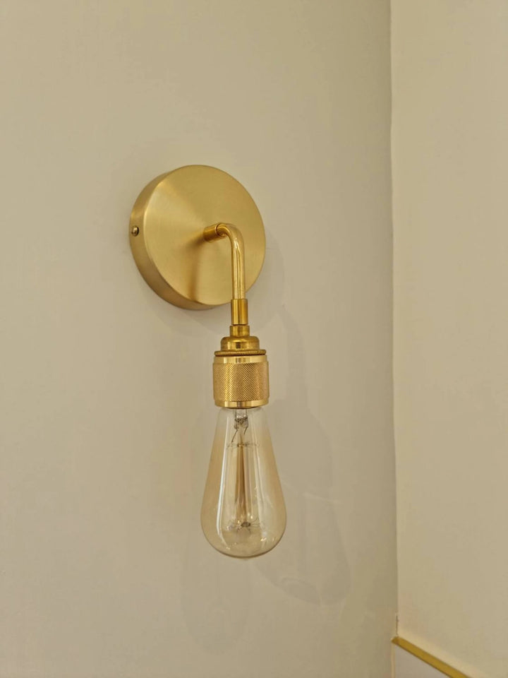 Brass angled wall light (Without bulbs)
