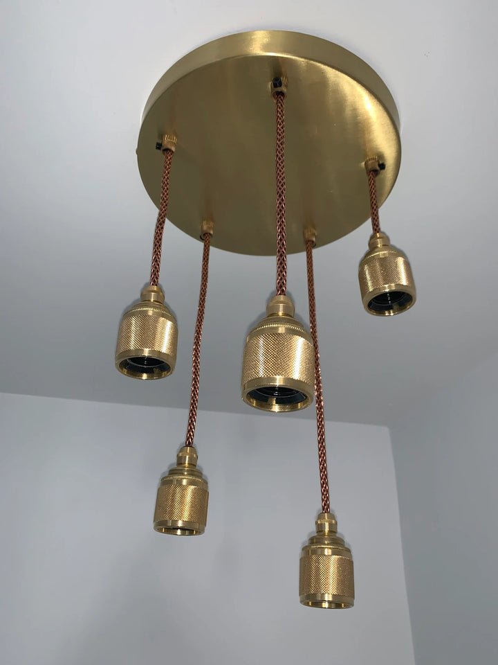 Brass 5 pendant ceiling light (without bulbs)