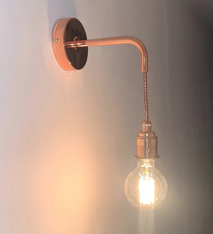 Polished copper single drop wall light (Without bulbs)