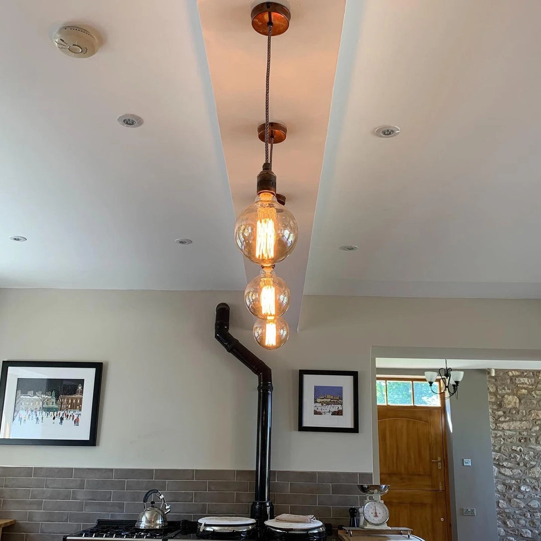 Rustic aged copper single pendant (without bulb)