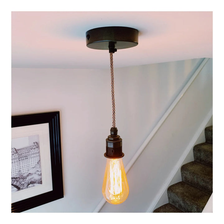 Pewter single drop pendant light (without bulb)