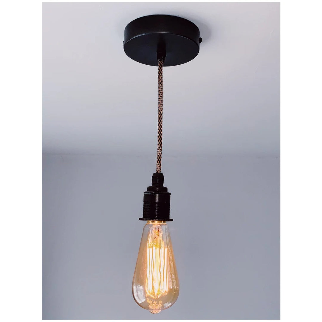 Pewter single drop pendant light (without bulb)