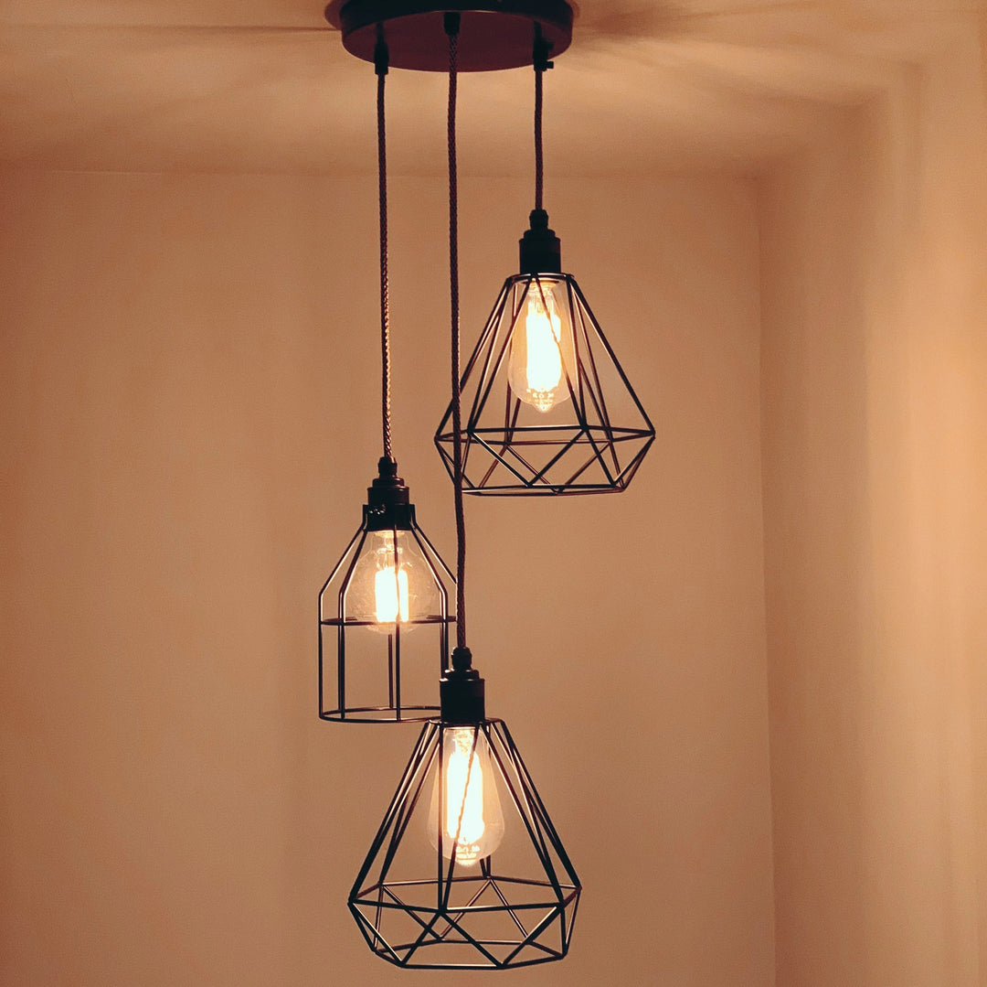 Geometric Pewter Pendant (without bulbs)