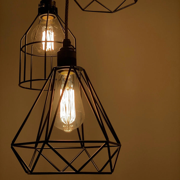 Geometric Pewter Pendant (without bulbs)