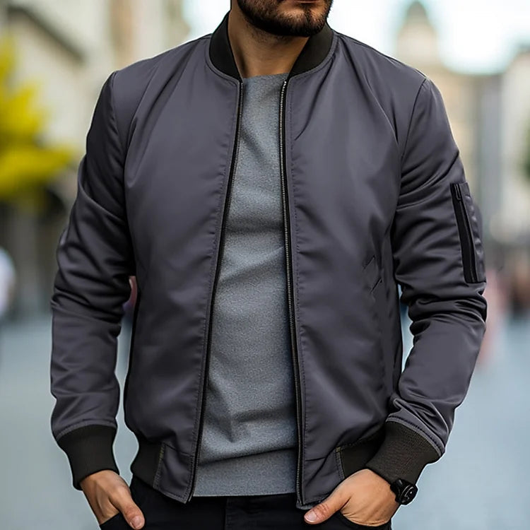 Men's Lightweight Bomber Jacket with Ribbed Trim - view 1