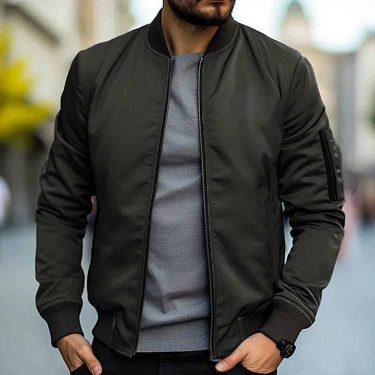 Men's Lightweight Bomber Jacket with Ribbed Trim - view 3