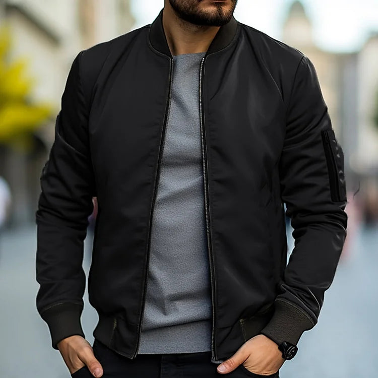 Men's Lightweight Bomber Jacket with Ribbed Trim - view 4